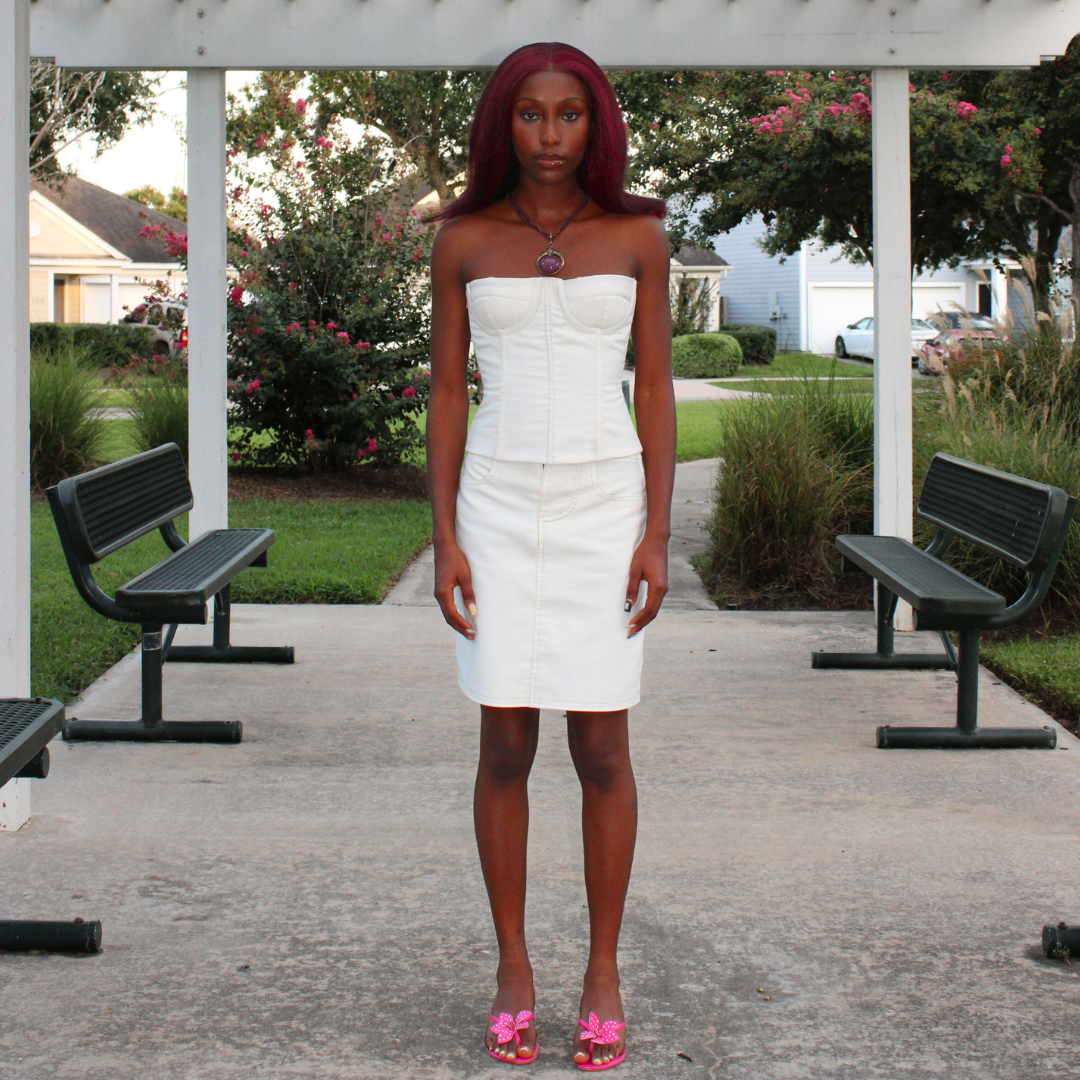 The Original Denim Corset in White