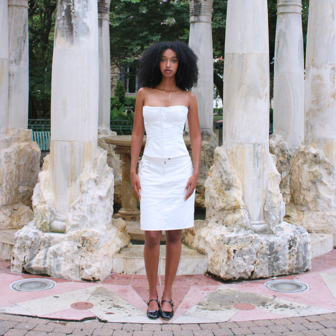 The Original Denim Corset in White