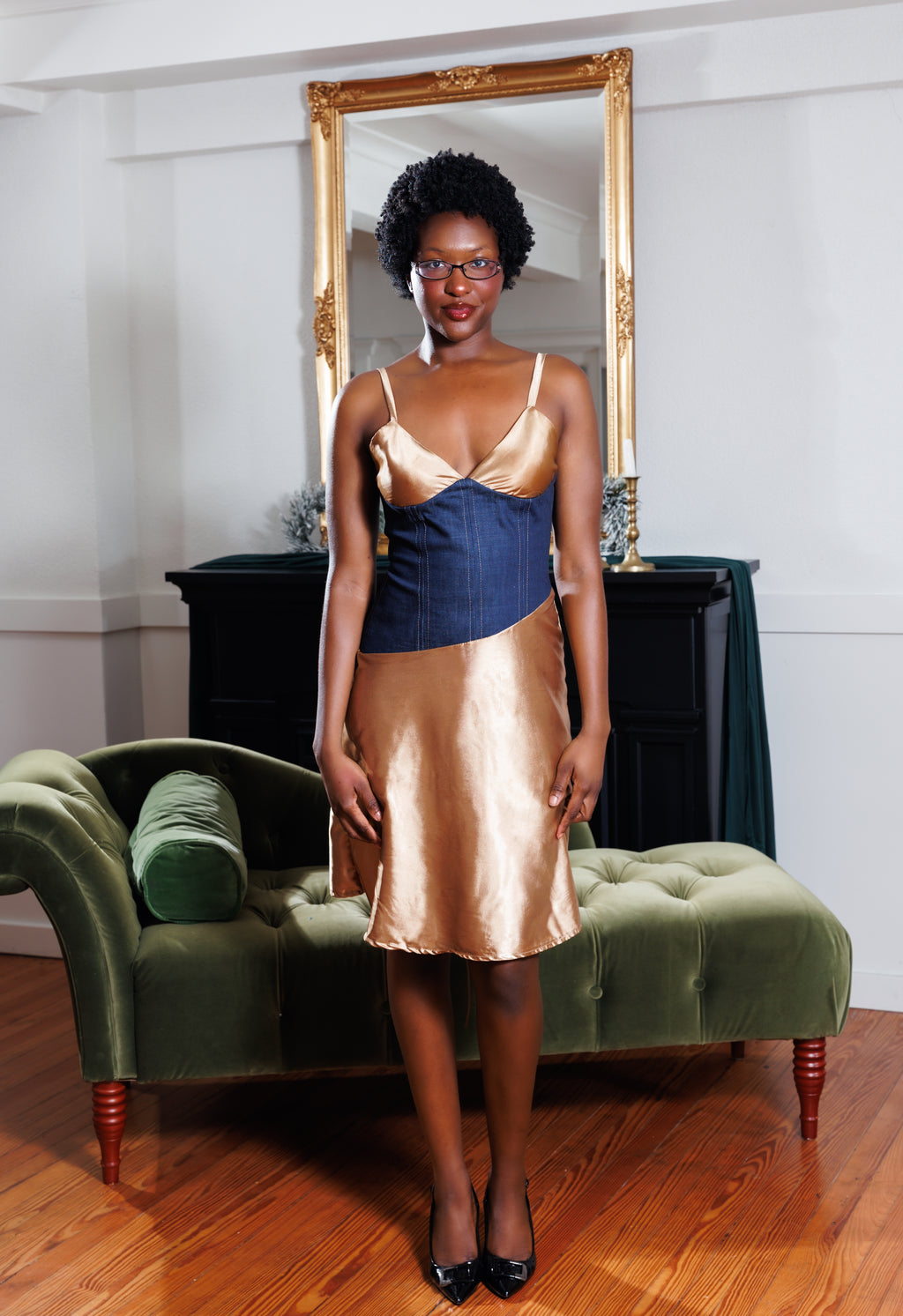 Asymmetric Golden Dress